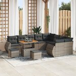Ensemble de Sofa de Jardin de 12 Pièces avec Coussins Gris en Poly Rattan Acacia