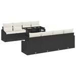 vidaXL Set de canapé de jardin 7 pièces avec coussins en poly rattan noir