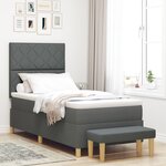 vidaXL Lit à Ressort avec Matelas & Banc Gris Foncé 100x200 cm Tissu