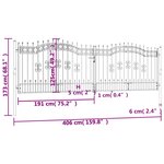 vidaXL Portail et sommet de lance Noir 406x173 cm Acier enduit poudre