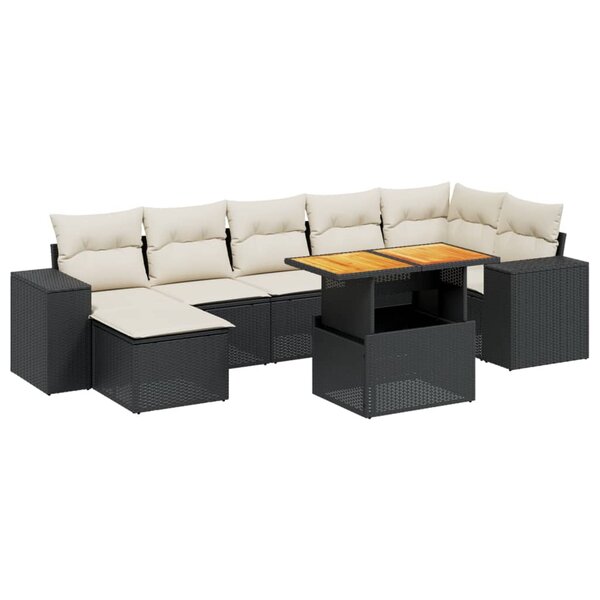 vidaXL Salon de jardin 8 Pièces avec coussins noir résine tressée