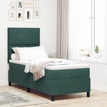 Lit à ressorts vidaXL avec matelas et LED vert foncé 80x200 cm en velours