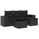vidaXL Salon de jardin 5 Pièces avec coussins noir résine tressée