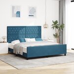 Cadre de lit en velours bleu foncé vidaXL 180x200 cm