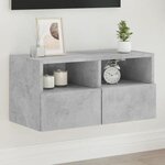vidaXL Meuble TV mural gris béton 60x30x30 cm bois d'ingénierie