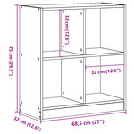 vidaXL Bibliothèque chêne artisanal 68 5x32x75 cm bois d'ingénierie