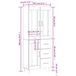 vidaXL Buffet haut Gris béton 69 5x34x180 cm Bois d'ingénierie