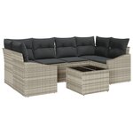 vidaXL Ensemble de salle à manger de jardin 7 pièces avec coussins gris clair en poly rotin