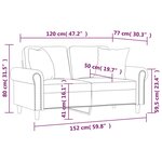 vidaXL Canapé 2 places avec oreillers bordeaux 120 cm velours