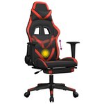 vidaXL Chaise de jeu de massage avec repose-pied Noir&Rouge Similicuir