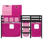 vidaXL Lit mezzanine enfants avec tunnel rose 90x200cm bois pin massif