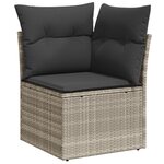 vidaXL Salon de jardin avec coussins 10 Pièces gris clair résine tressée