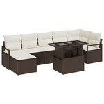 Set de sofa de jardin vidaXL 8 pièces avec coussins marron en polyrotin