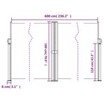 vidaXL Auvent latéral rétractable crème 180x600 cm