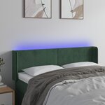 vidaXL Tête de lit à LED Vert foncé 147x16x78/88 cm Velours