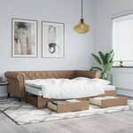 vidaXL Lit de jour avec lit gigogne et tiroirs cappuccino 90x200 cm