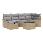 Ensemble de canapé de jardin 7 pièces avec coussins beige poly rotin vidaXL