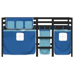 vidaXL Lit mezzanine enfants et rideaux bleu 80x200cm bois pin massif