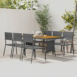 vidaXL Ensemble à manger d'extérieur 7 Pièces Résine tressée Gris
