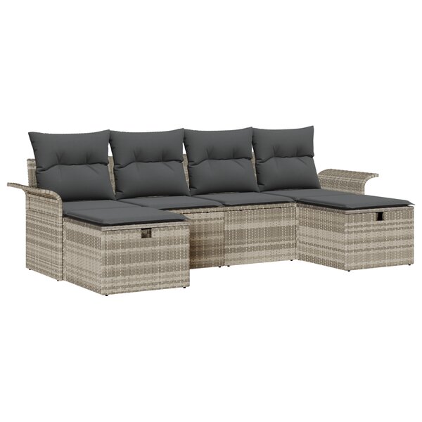 Set de Canapés de Jardin vidaXL 6 pièces avec Coussins Gris Clair en Rattan Synthétique