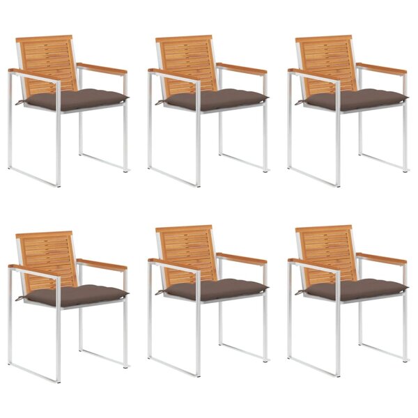 vidaXL Chaises de jardin 6 Pièces avec coussins Bois d'acacia solide