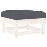 vidaXL Repose-pied de jardin avec coussin blanc bois de pin massif