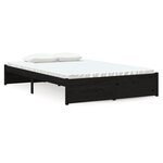 vidaXL Cadre de lit Noir Bois massif 120x190 cm Petit double
