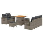 Ensemble de Canapés de Jardin 8 pièces avec coussins Gris Poly Rotin Acacia