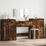 vidaXL Ensemble de coiffeuse 4 Pièces chêne fumé bois d'ingénierie