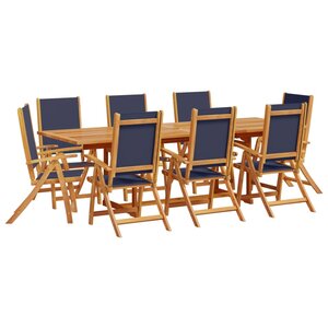 vidaXL Ensemble à manger de jardin 9Pièces bois d'acacia solide textilène