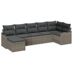 Ensemble de Canapés de Jardin 7 Pièces avec Coussins Gris Poly Rotin