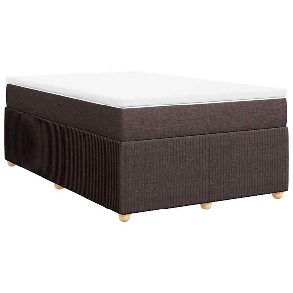 vidaXL Sommier à lattes de lit et matelas marron foncé 120x190cm tissu
