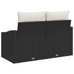 Canapé de jardin 2 places avec rangement et coussins en poly rattan noir