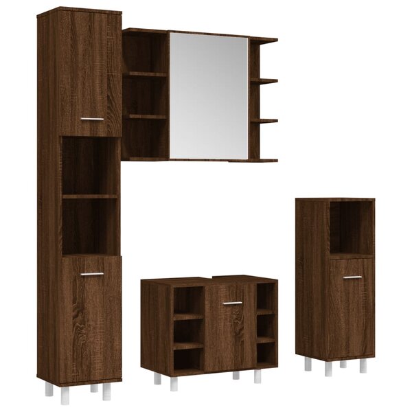 vidaXL Ensemble d'armoires de salle de bain 4 Pièces chêne marron