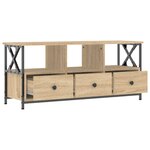 vidaXL Meuble TV chêne sonoma 102x33x45 cm bois d'ingénierie et fer