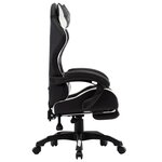 Chaise fauteuil siège pivotante de bureau informatique étude de jeux vidéo et repose-pied et similicuir blanc 02_0024222