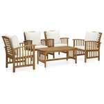vidaXL Salon de jardin 5 Pièces avec coussins Bois d'acacia solide