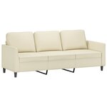 vidaXL Canapé à 3 places avec repose-pieds Crème 180 cm Similicuir