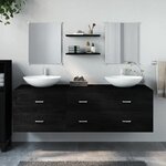 vidaXL Ensemble de meubles salle de bain 5 Pièces noir bois d'ingénierie