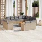 vidaXL Salon de jardin avec coussins 13 Pièces beige résine tressée