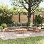 Ensemble de banc de jardin vidaXL 5 pièces avec coussins en bois massif Teck