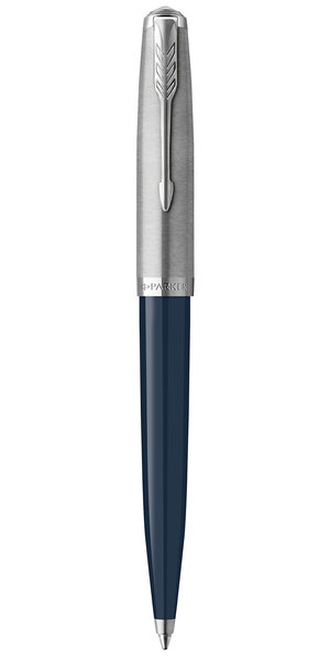 PARKER 51 Stylo Bille  Résine Bleu nuit et  Capuchon inox poli  Recharge noire pointe moyenne  Coffret cadeau