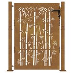 vidaXL Portail de jardin 105x155 cm acier corten design de bambou