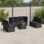 vidaXL Salon de jardin 8 Pièces avec coussins noir résine tressée