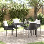 vidaXL Ensemble de 5 pièces de jardin marron avec coussins en poly rattan