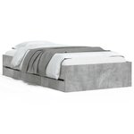vidaXL Cadre de lit avec tiroirs sans matelas gris béton 90x200 cm