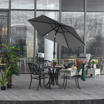 Parasol hexagonal inclinable dim. Ø 2 3 x 2 16H m métal polyester haute densité gris