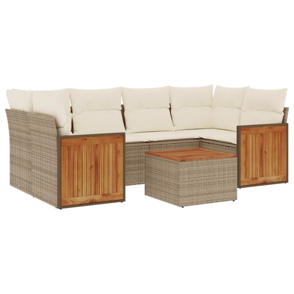 vidaXL Salon de jardin avec coussins 7 Pièces beige résine tressée