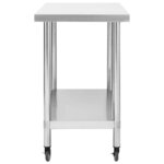 vidaXL Table de travail de cuisine avec roues 100x30x85 cm Inox