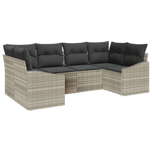 vidaXL Ensemble de canapé de jardin 6 pièces avec coussins gris clair poly rotin